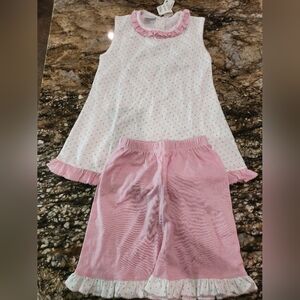 Pink and White Set with Lace and Ruffles
